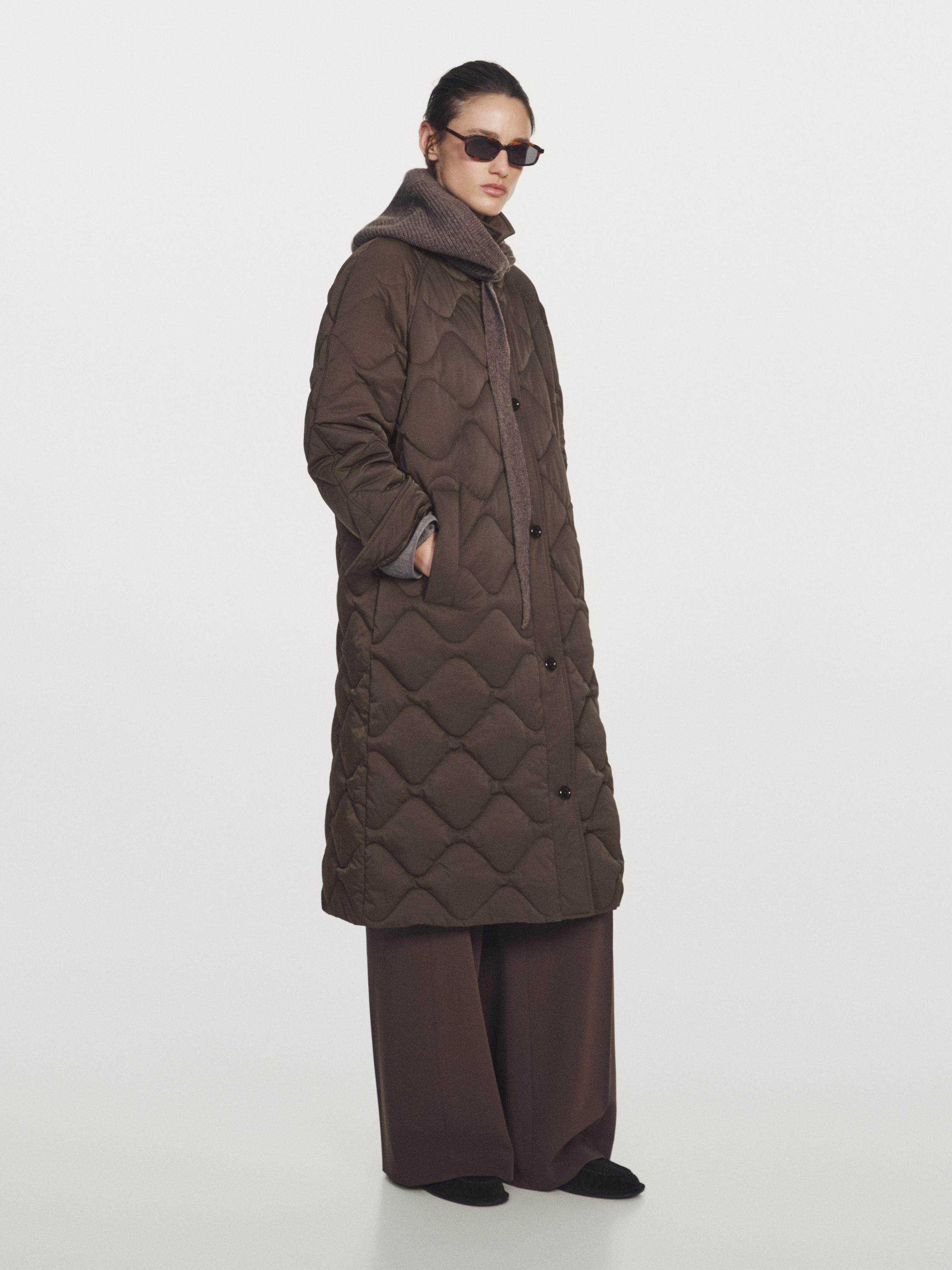 Long water-repellent puffer jacket